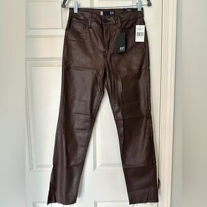 KUT from the Kloth Rachael High-Rise Fab Ab Mom Raw Hem - Coated Choclate size 4